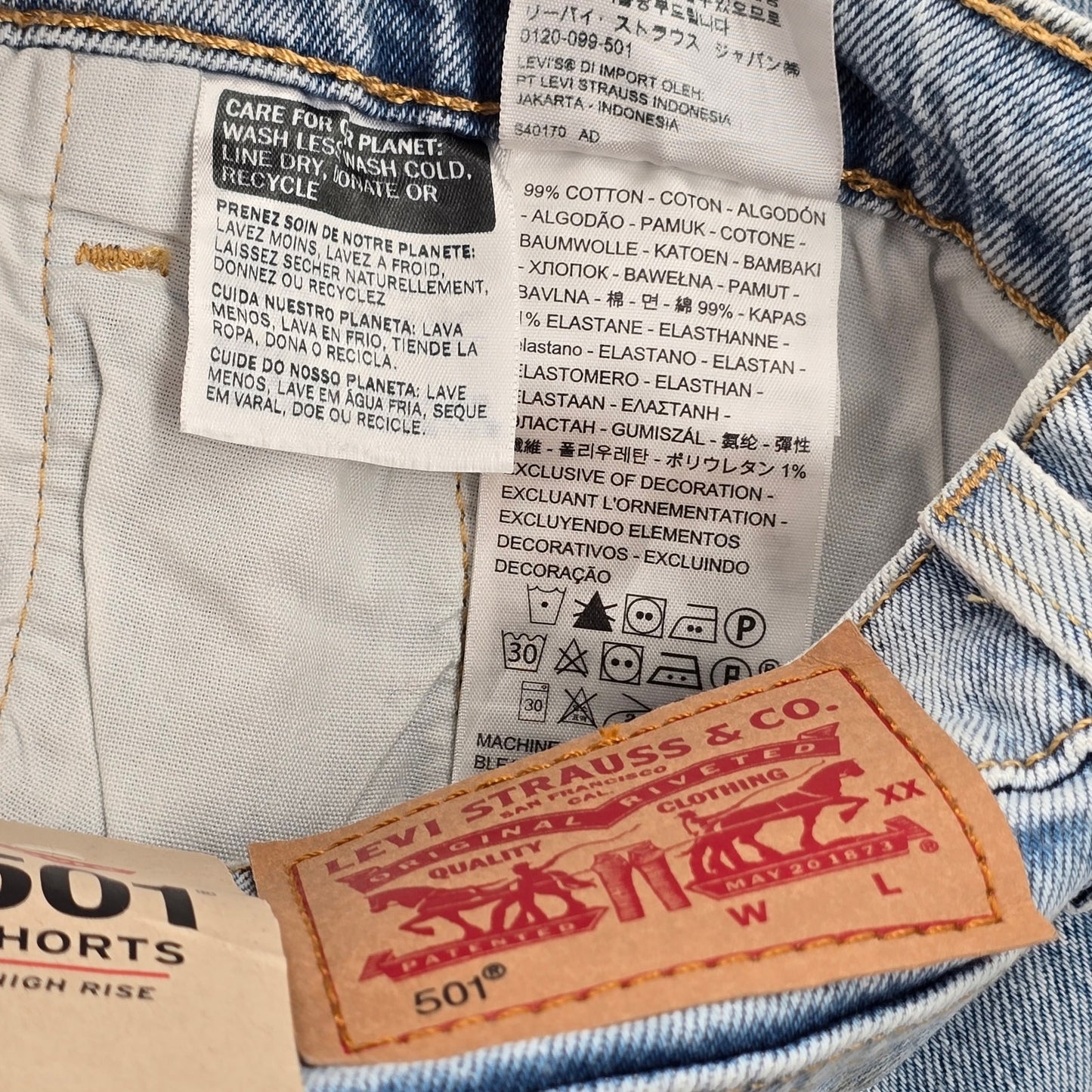Levi's Blue 501 High Rise Cotton Button Fly Jeans Denim Pants Shorts Plus 20W 2X