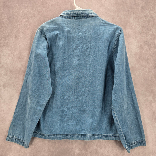 The Blue Stars Studded Rhinestone Button Up VTG Y2K Cotton Shirt Top Medium M