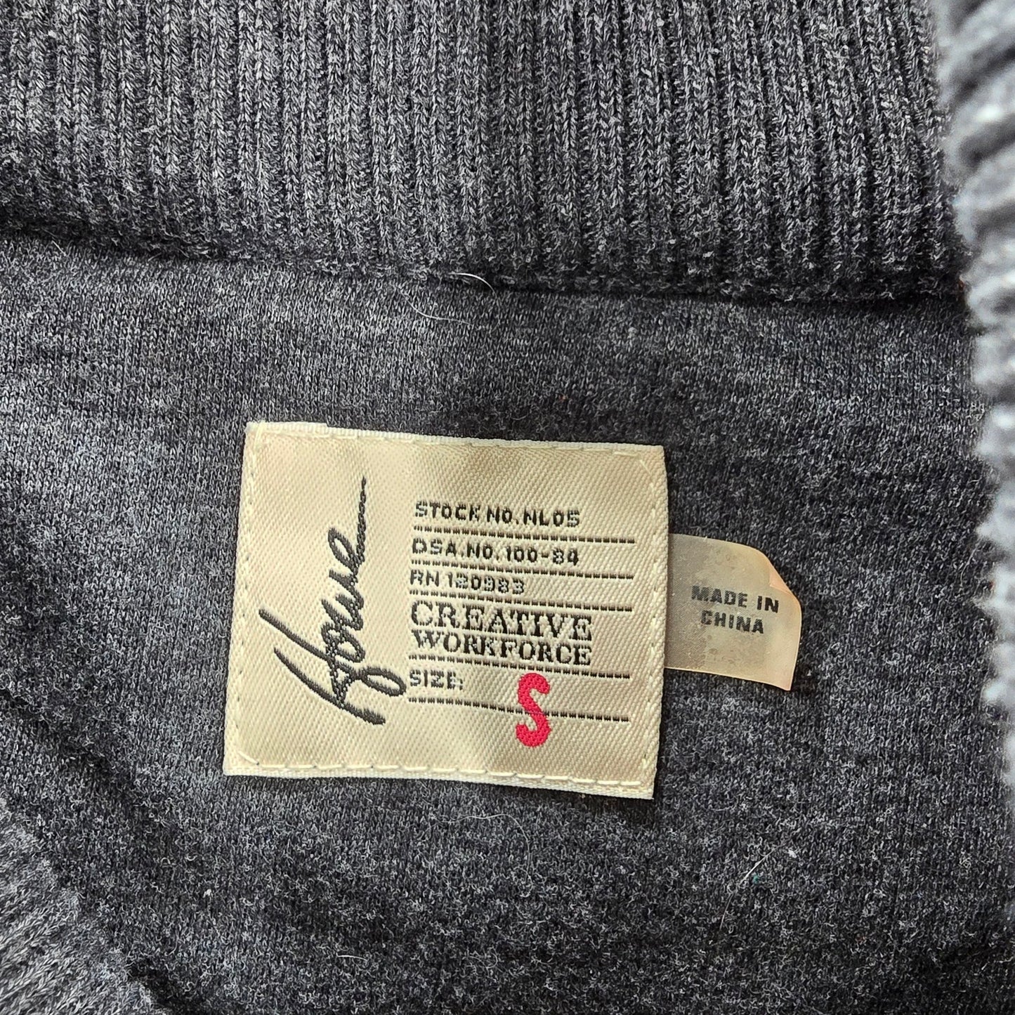 166. Howe Creative Workforce Gray Long Sleeve Zipper Sweater Jacket Small
