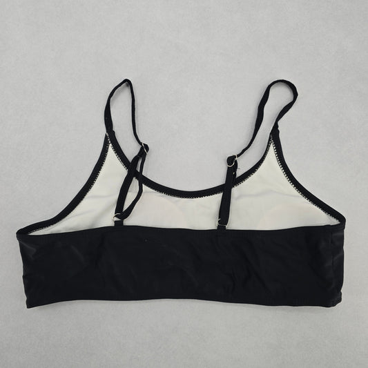 Black Padded Y2K Classic Pull On Swim Sports Bra Beach Bikini Top M Medium