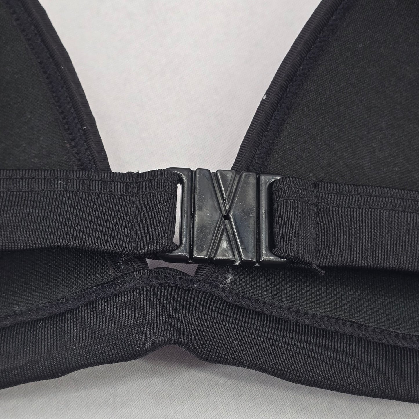 Black Pink Mesh Boho Triangle Padded Swim Sports Bra Beach Bikini Top M Medium