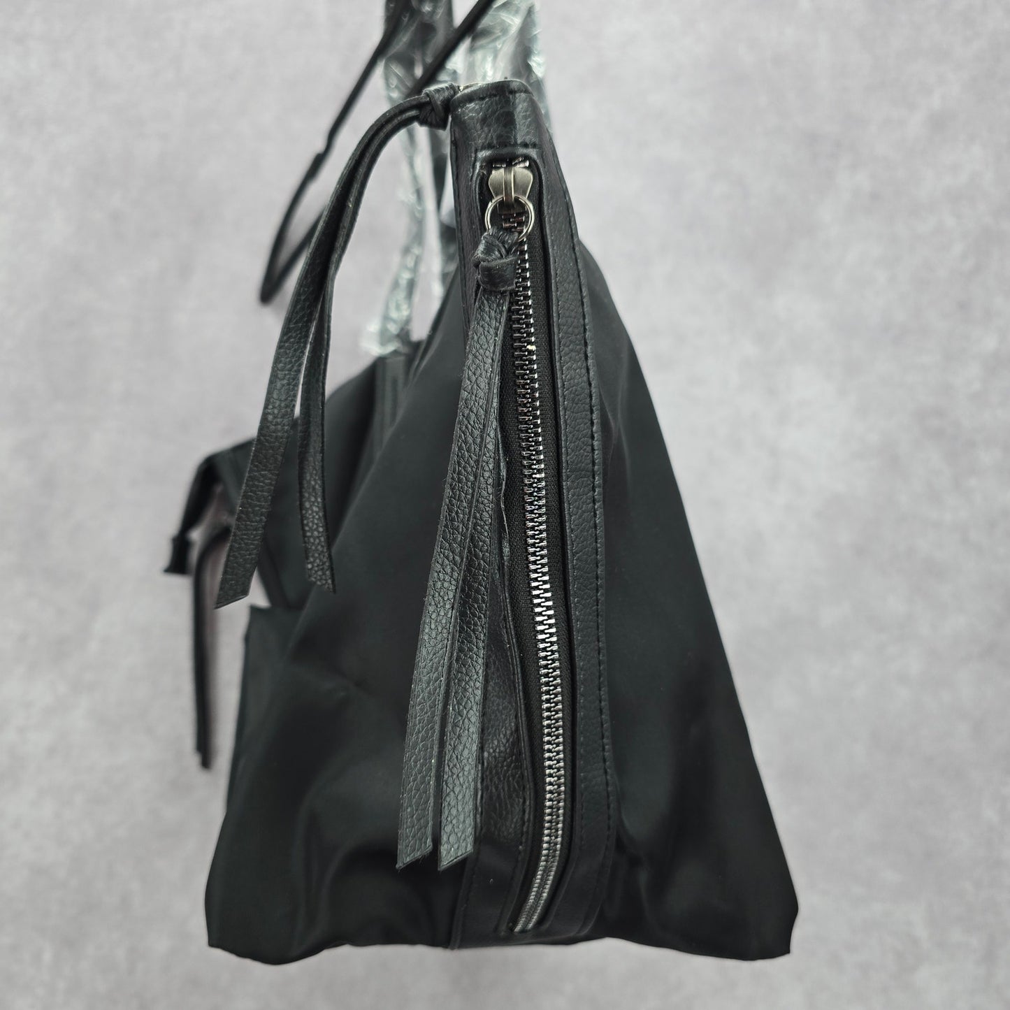 Botkier Bond Nylon Black Zipper Tassel Large Tote Purse Shoulder Bag
