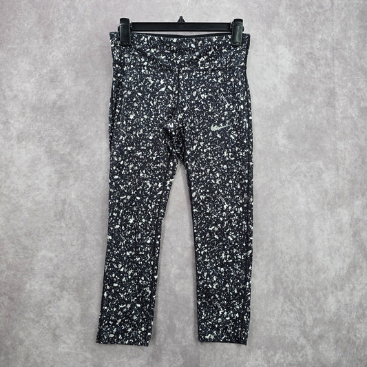 Nike Black Gray Geometric Polka Dot Cropped Active Legging Pants Bottoms Small