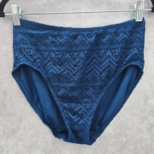 Catalina Blue Floral Cutout Chevron Bikini Bottoms Swimwear Medium