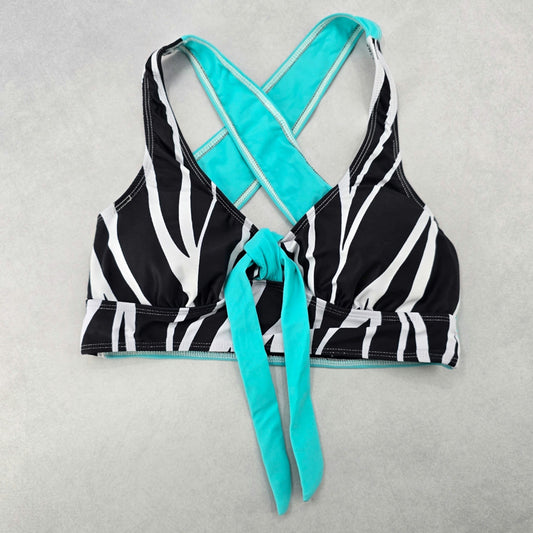 Black Stripe Crisscross Tie Sports Bra Bikini Beach Bralette Swim Top S Small