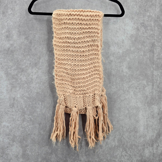 Pink Chunky Fringe Cable Knit Weave Long Scarves Wrap Scarf