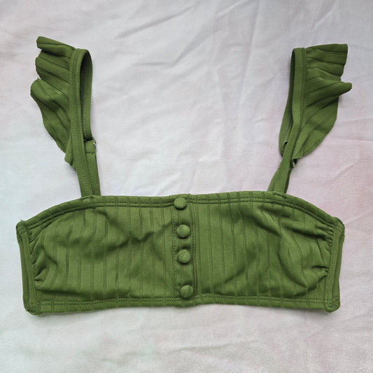Xhilatation Green Bikini Top Ruffle Hook Adjustable Swimwear XS