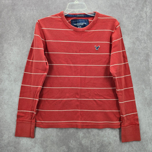 American Eagle Vintage Fit Orange Stripes Long Sleeve Pullover Sweater Large