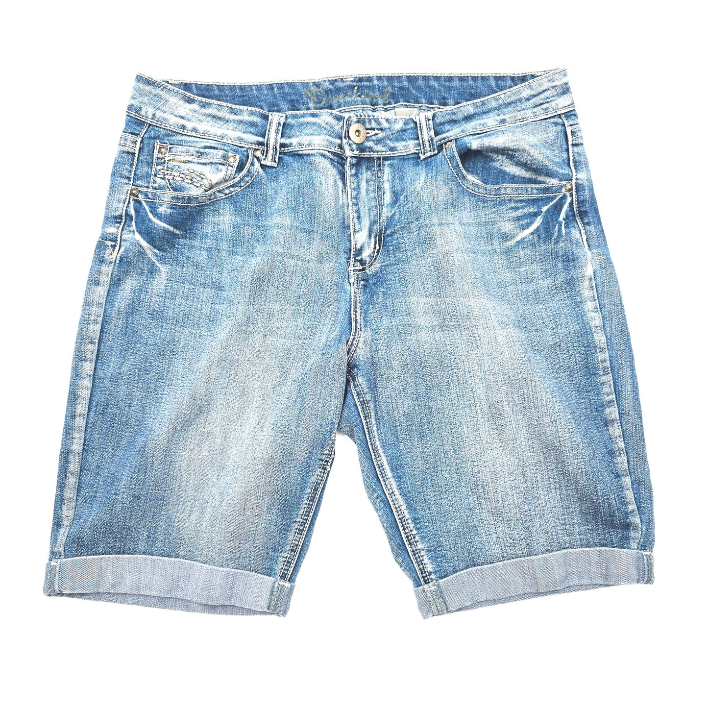 New Direction Weekend Blue Denim Bermuda Jeans Shorts Bottoms Pants Plus 14