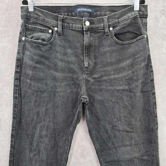 Calvin Klein Black Silver Straight Denim Jeans Pants Bottoms Men's 34x30