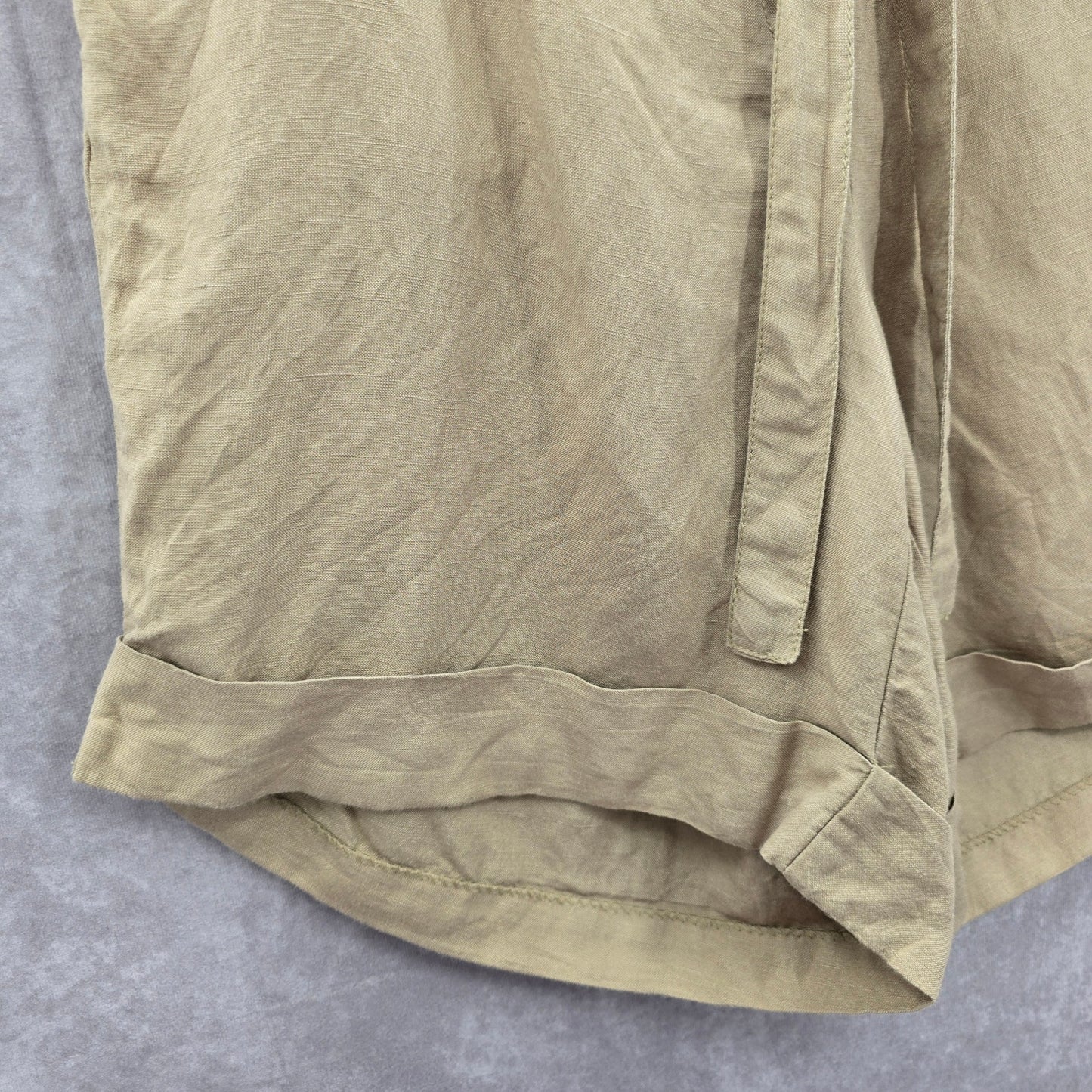 Lane Bryant Tan Linen Flat Front Bermuda Bottoms Pants Shorts Plus 14/16
