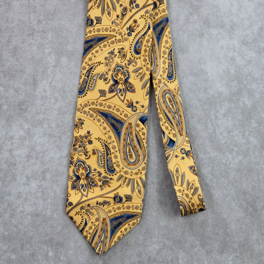 Nautica Gold Blue Gray Floral Paisley Silk Executive Corporate Neck Tie Men's
