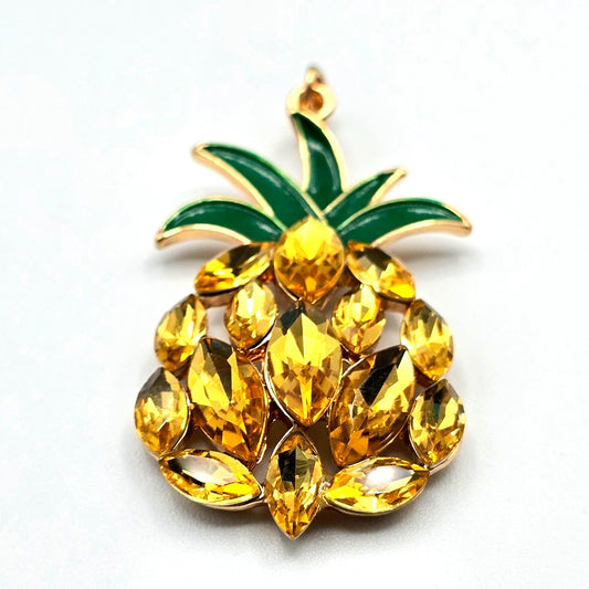 Pineapple Locket Pendant Necklace Gold Green Costume Fashion Jewelry