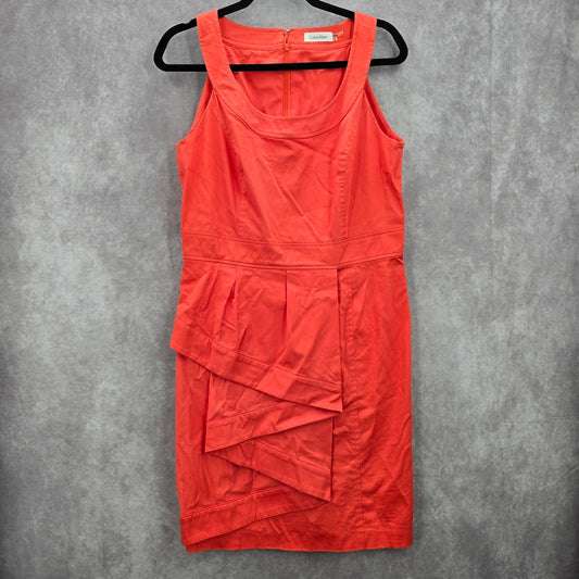 Calvin Klein Orange Sleeveless Layer Knee Length Dress Large 12
