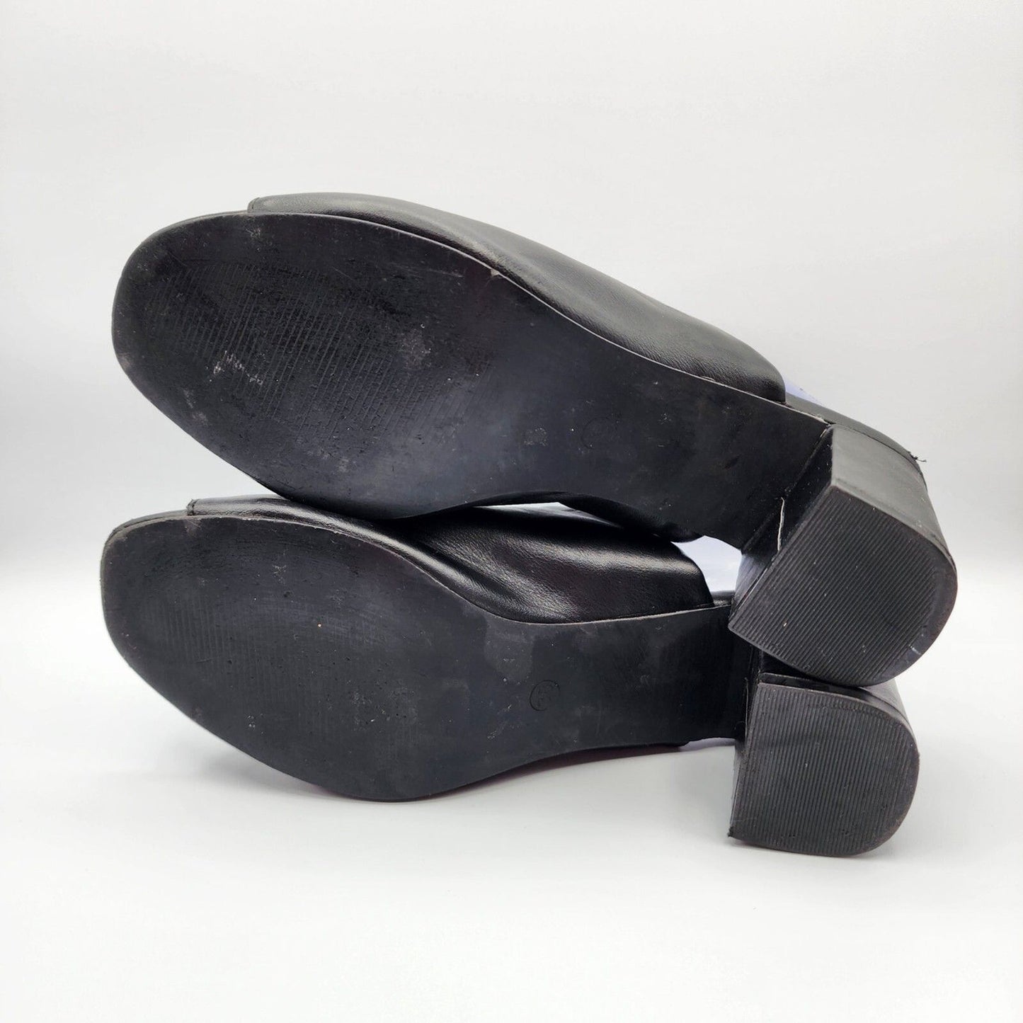 Tally Weijl Black Leather Mules Slide Pump Heels Shoes Sandals Size 38