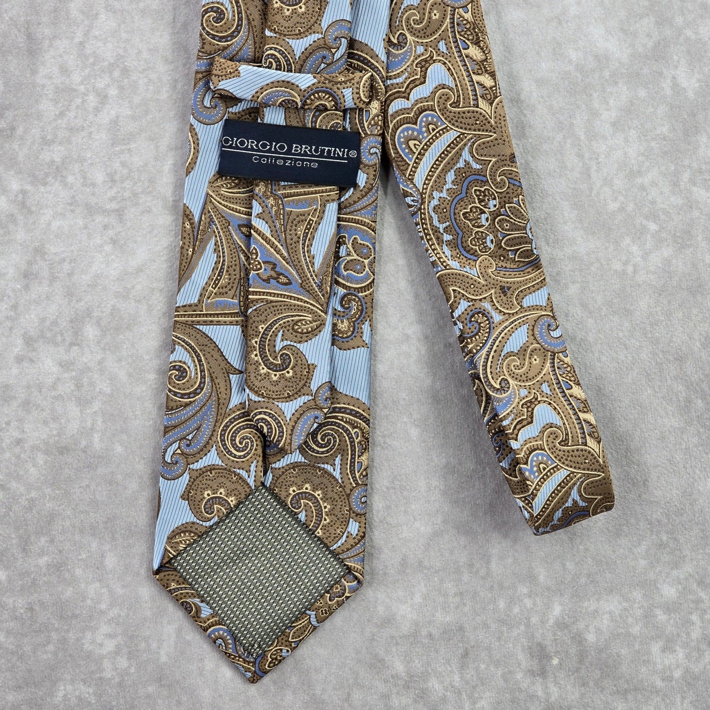 Giorgio Brutini Collezione Brown Blue Floral Paisley Stripe Men's Neck Tie