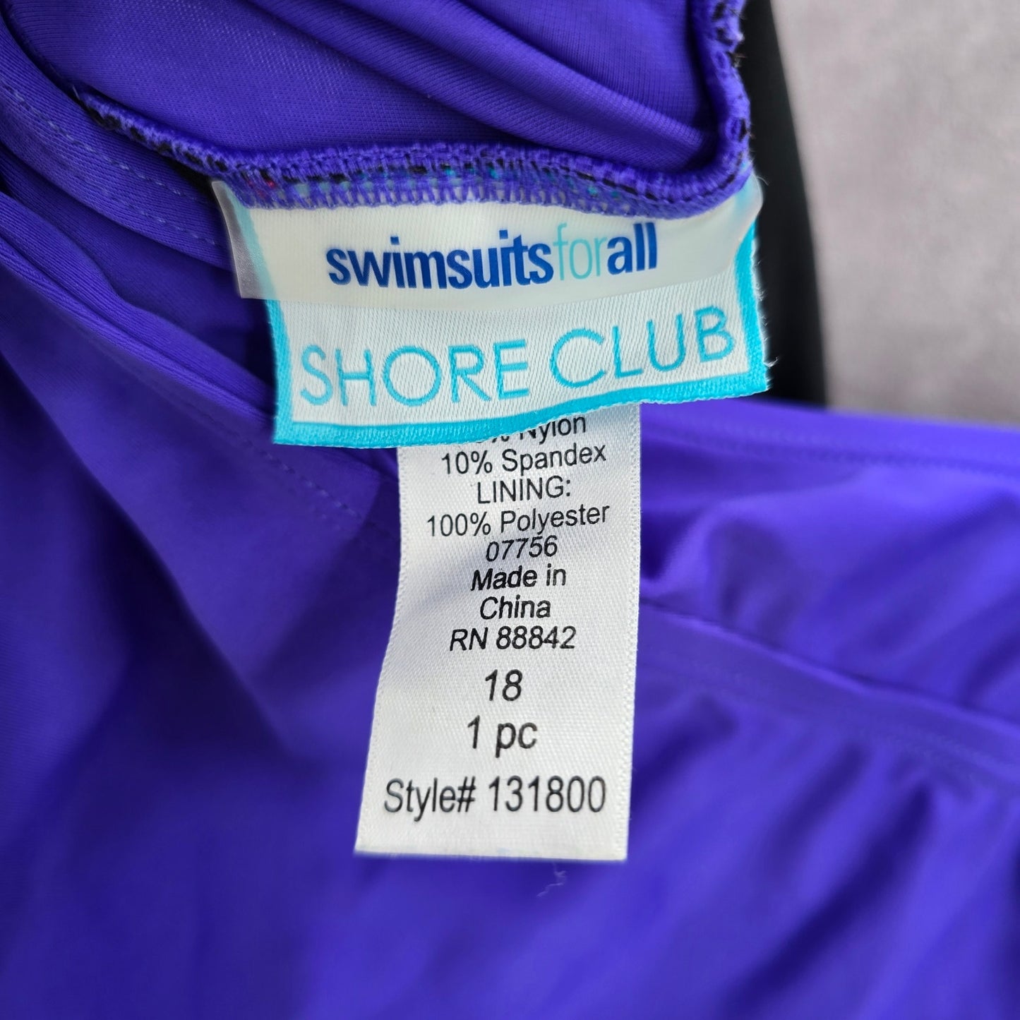 Shore Club Purple Padded Swimwear Tankini Tank Top Plus 18 1X