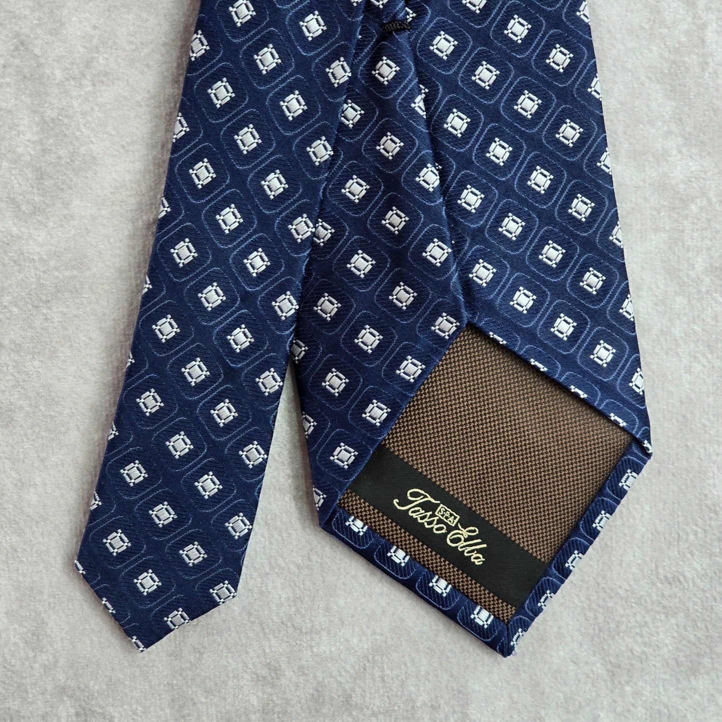Tasso Elba Blue Gray Diamond Geometric Executive Floral Silk Neck Tie Men's