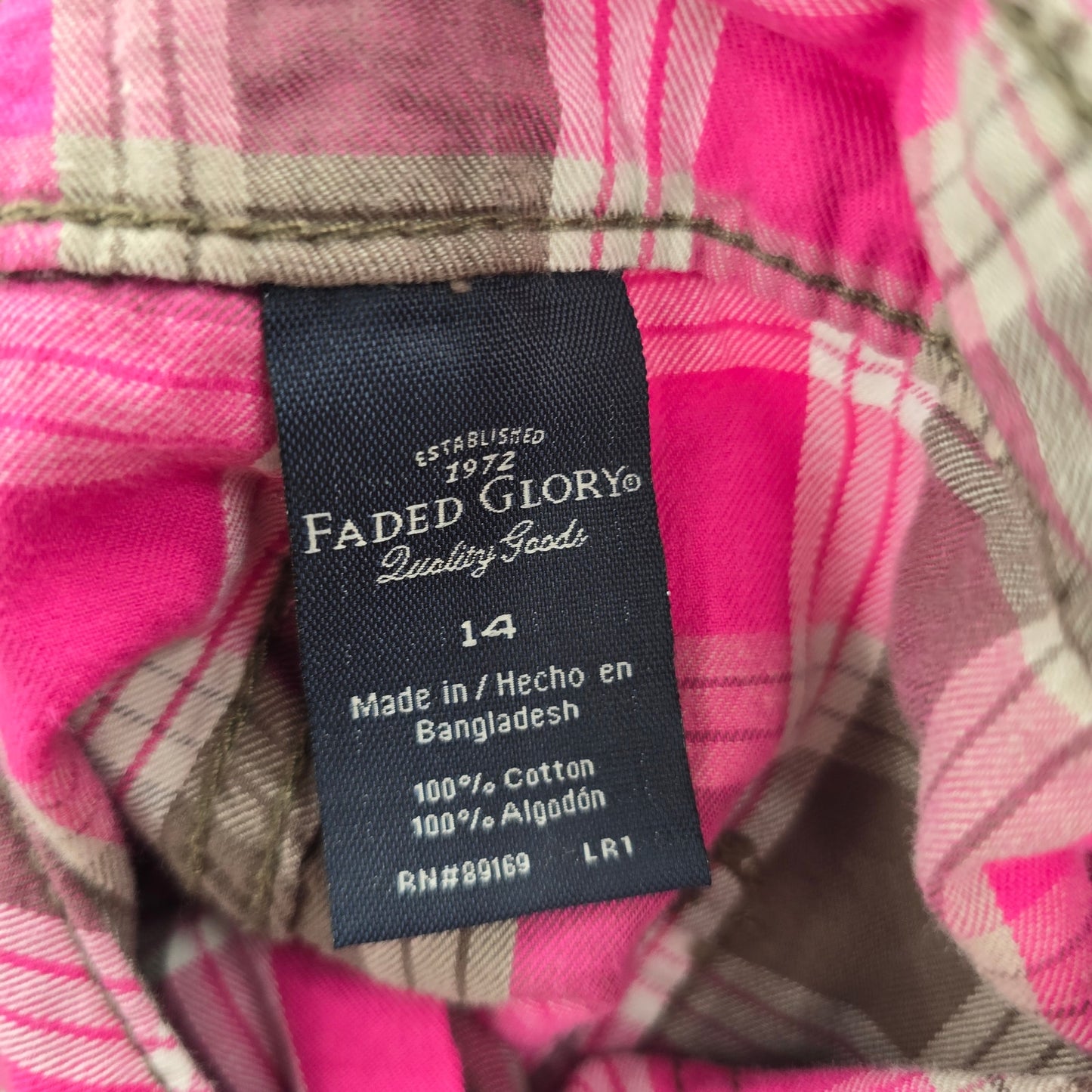 Faded Glory Pink Brown Plaid Stripe Cotton Pants Shorts Large