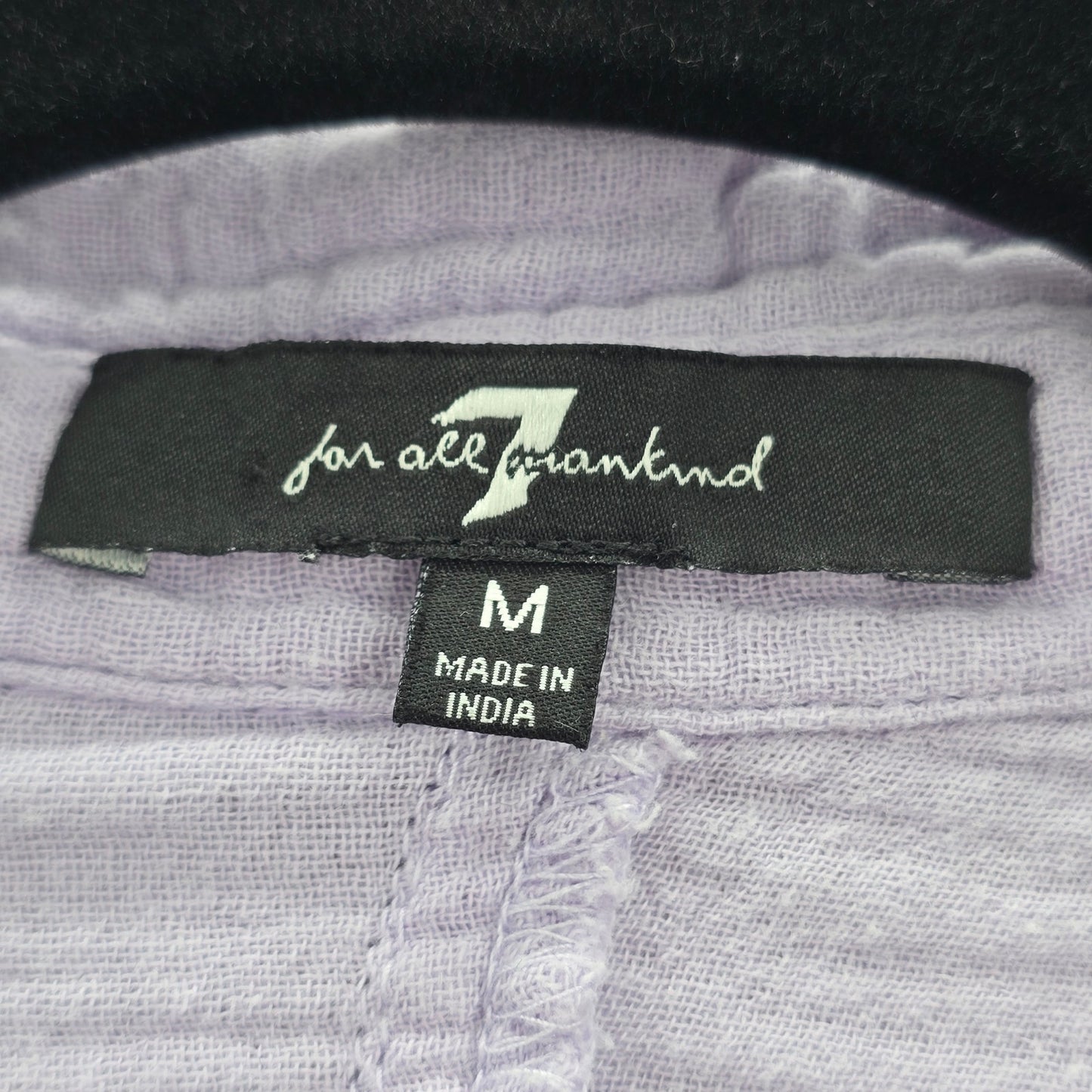 7 for all Mankind Purple Long Sleeve Stitched Crop Button Cotton Top Medium