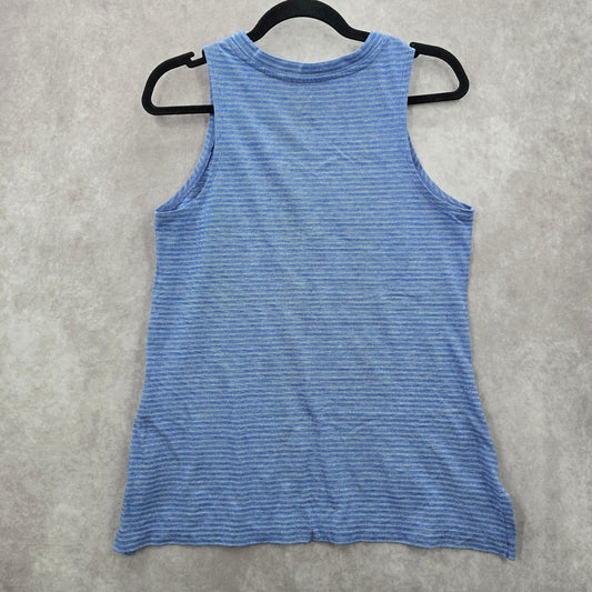 Athletic Works Blue Stripe Sleeveless Muscle Tshirt Activewear Top Shirt Medium