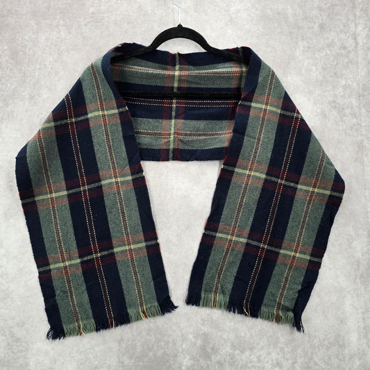 Blue Green Plaid Tartan Fringe Wrap Long Shawl Unisex Scarves Scarf
