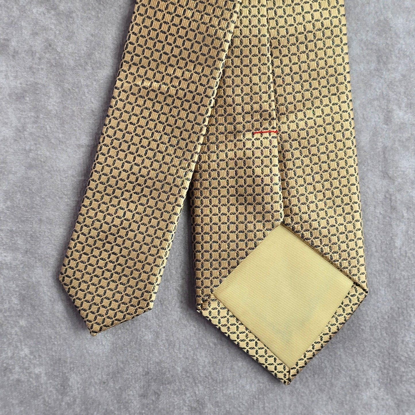 Zeke Gold Gray Geometric Square Silk Executive Neck Tie Men's