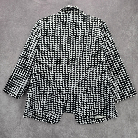 NYCC Black White Long Sleeve Printed Retro Classic Coat Jacket Preppy Blazer L