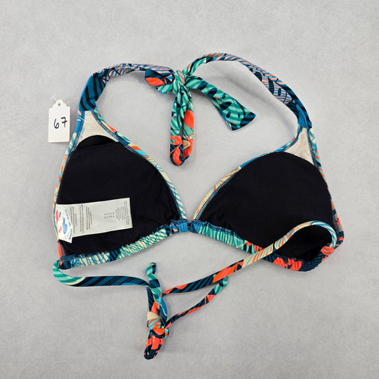 Sun & Sea Green Tropical Padded Tie Swim Sports Bra Beach Bikini Top M Medium