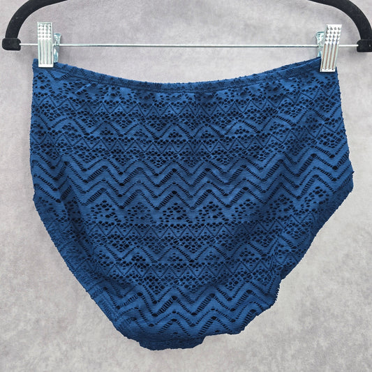 Catalina Blue Floral Cutout Chevron Bikini Bottoms Swimwear Medium