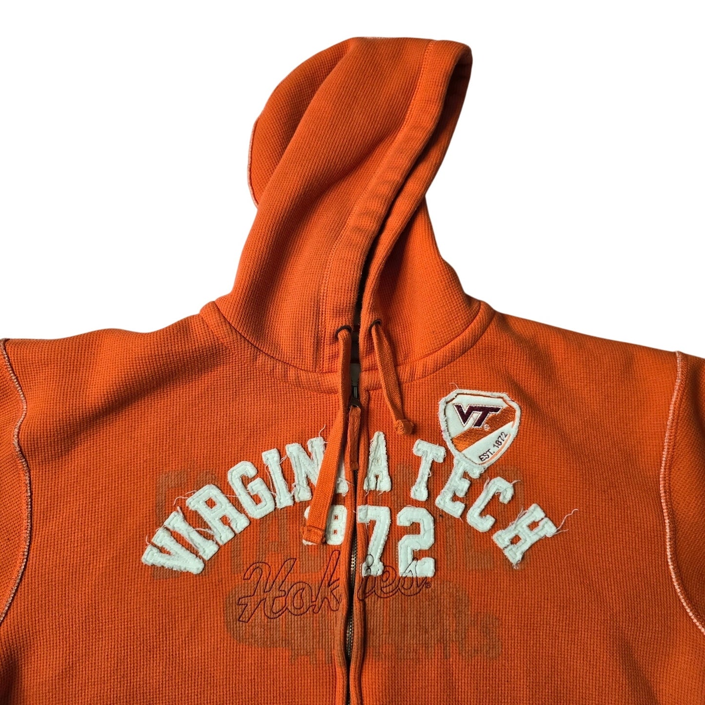 J. America VTG Virginia Tech Orange Sherpa Zip L Long Sleeve Hoodie Men's Large