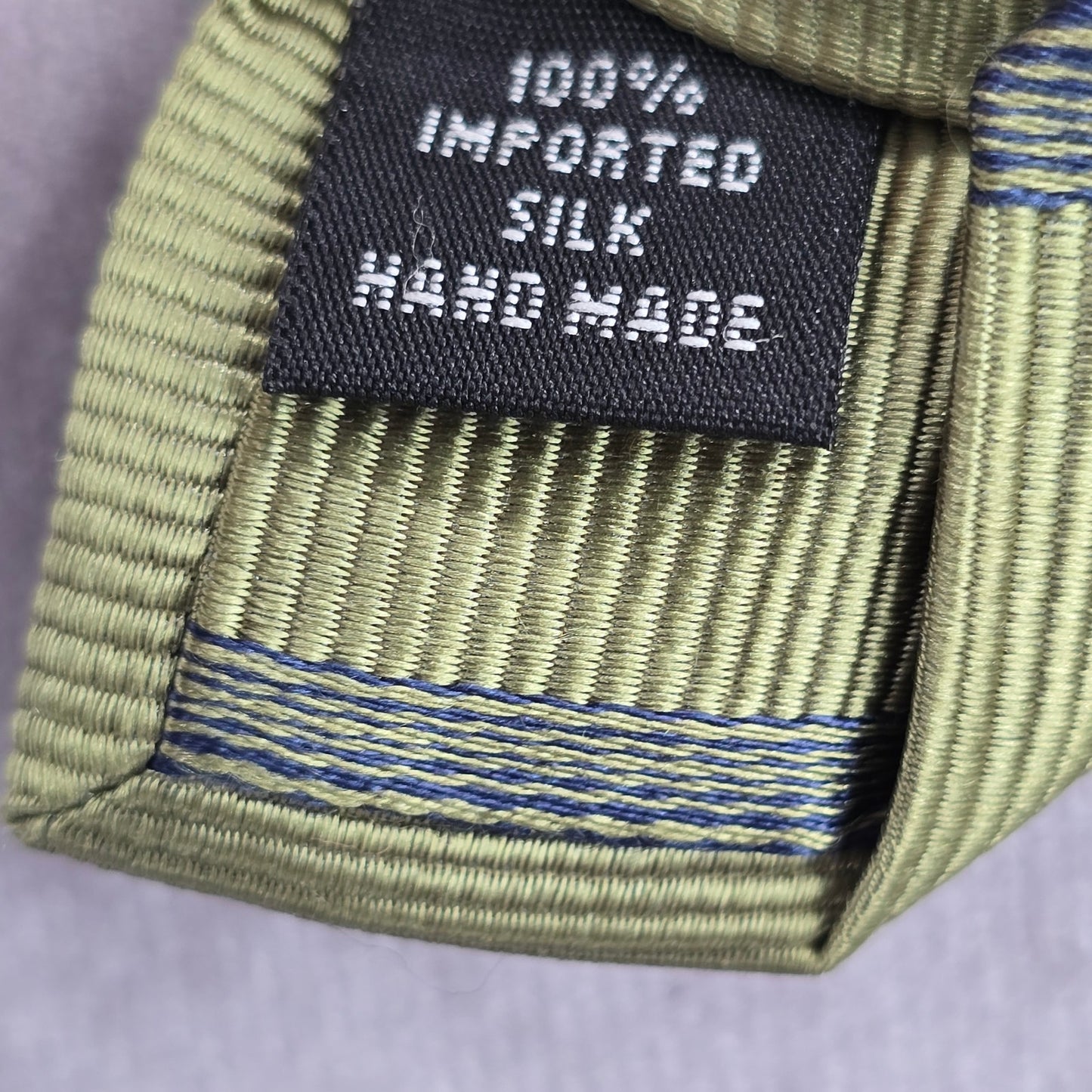 Kenneth Cole New York Green Blue Striped Silk Executive Neck Tie Men's