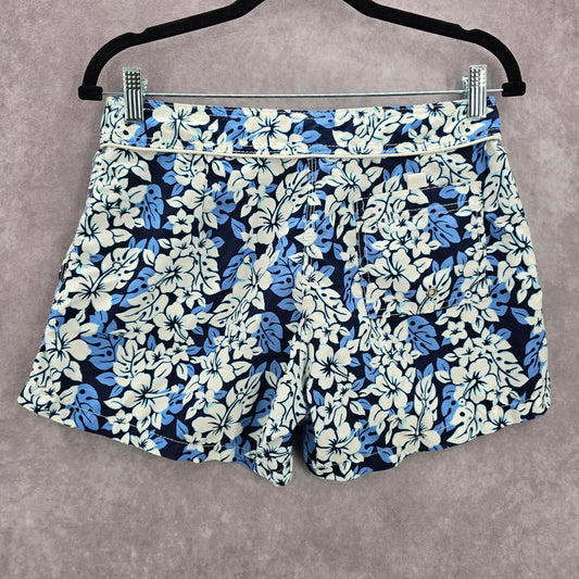 Syko Blue White Floral Board Swim Beach Pants Shorts Small S 7