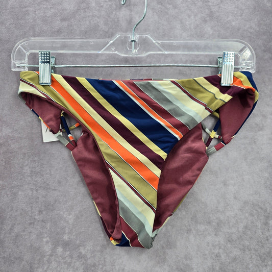 Colorful Stripe Crisscross Bikini Cheeky Thong Bottom Swimwear Medium