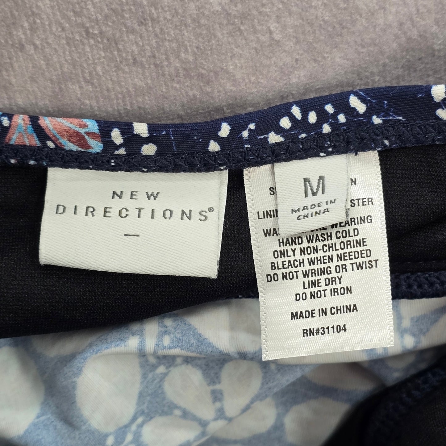 New Directions Blue Floral Padded Halter Swimwear Tankini Tank Top Medium M