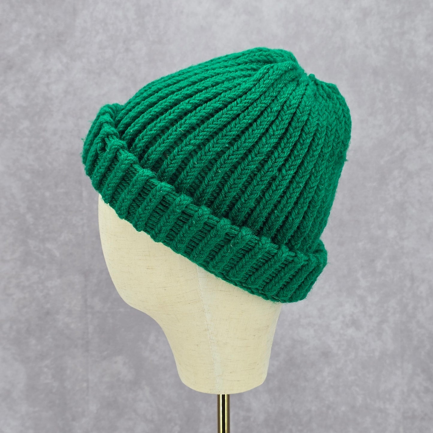 Green Crochet Knit Bucket Cap Hat Fun Vintage Y2K Funky Beanie