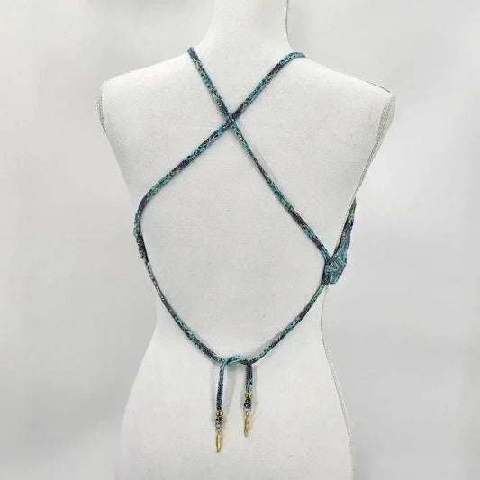 Jessica Simpson Bikini Top Swimwear Swim Suit Top Blue Green Padded Bra Small