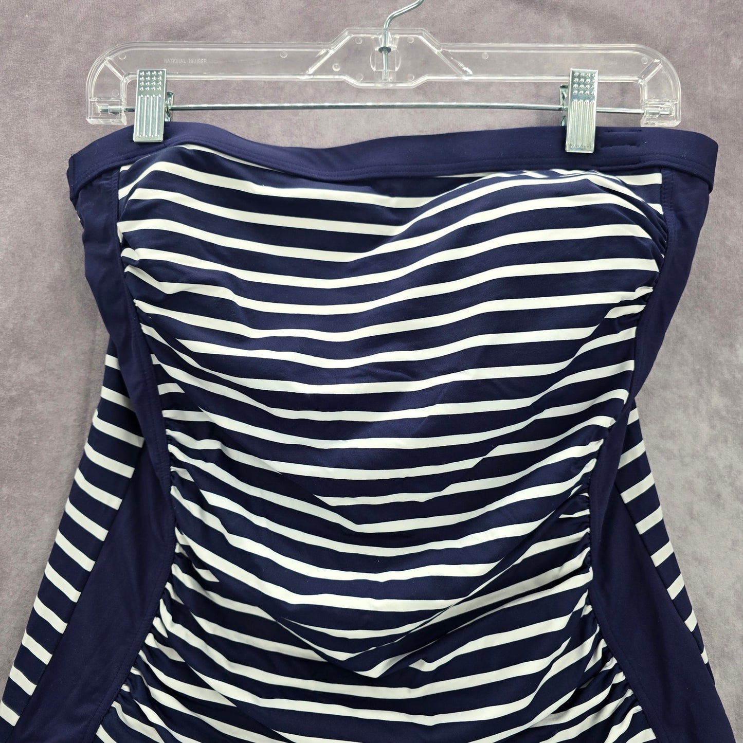 Lands End Blue White Stripe Tube Padded Swimwear Tankini Tank Top Medium M 10