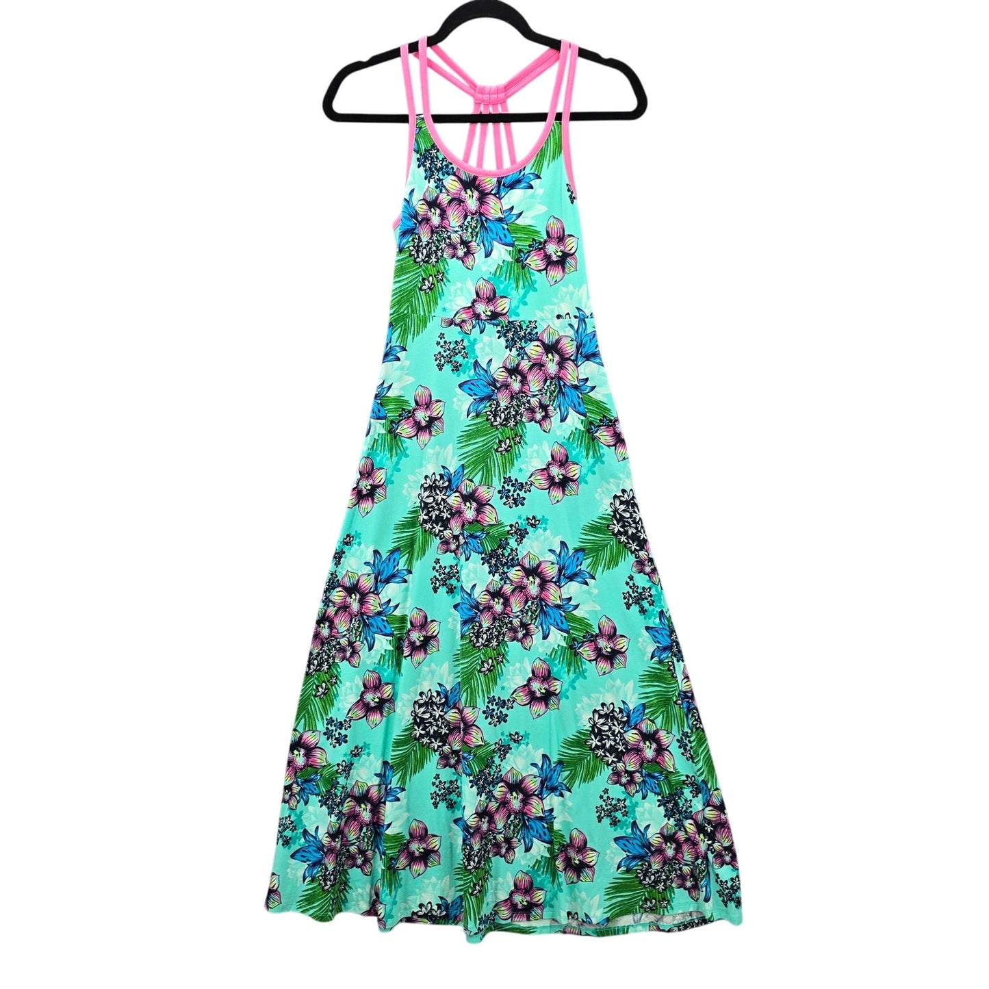 Authentic American Heritage Green Pink Floral Maxi Sleeveless Strap Junior L/14