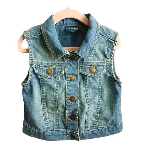Oshkosh B'gosh Blue Snap Button Jeans Sleeveless Denim Toddler Vest Girls 5T