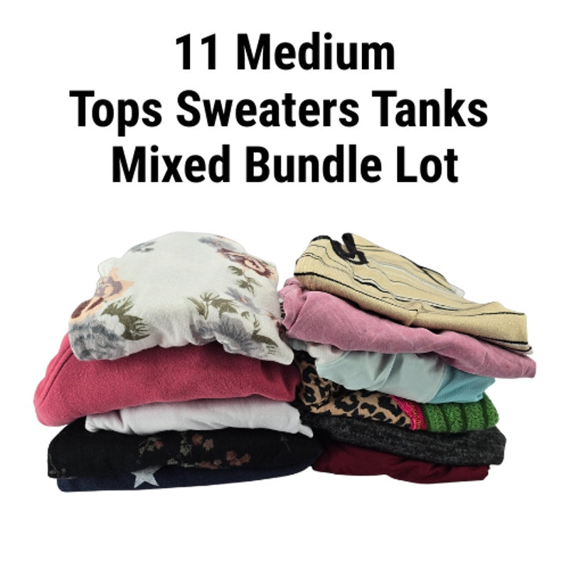 11 Womens Tops Sweaters Tanks Random Mixed Lot Bundle of 11 M Medium