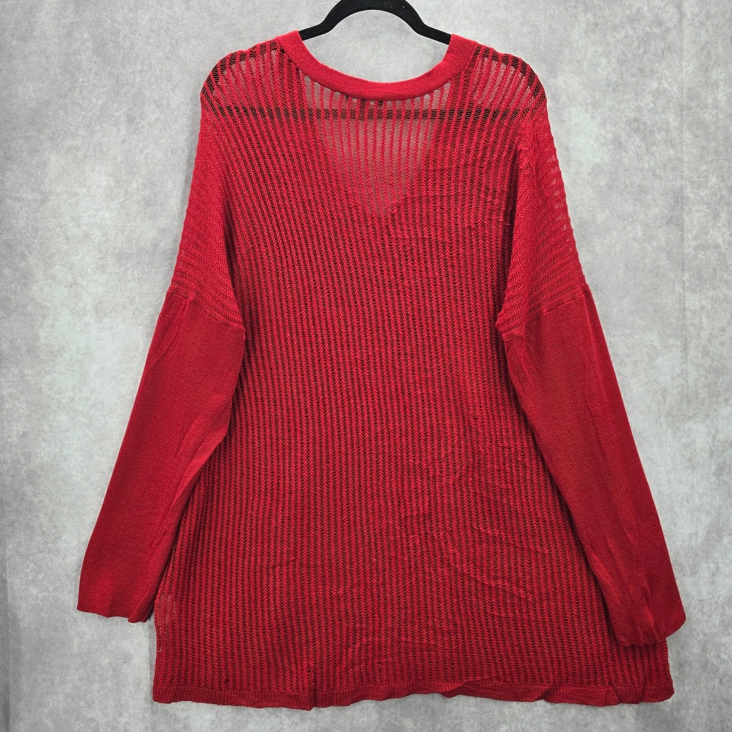 Eileen Fisher Red Merino Wool Mini Stitch Tunic Sweater Pullover XL Extra Large