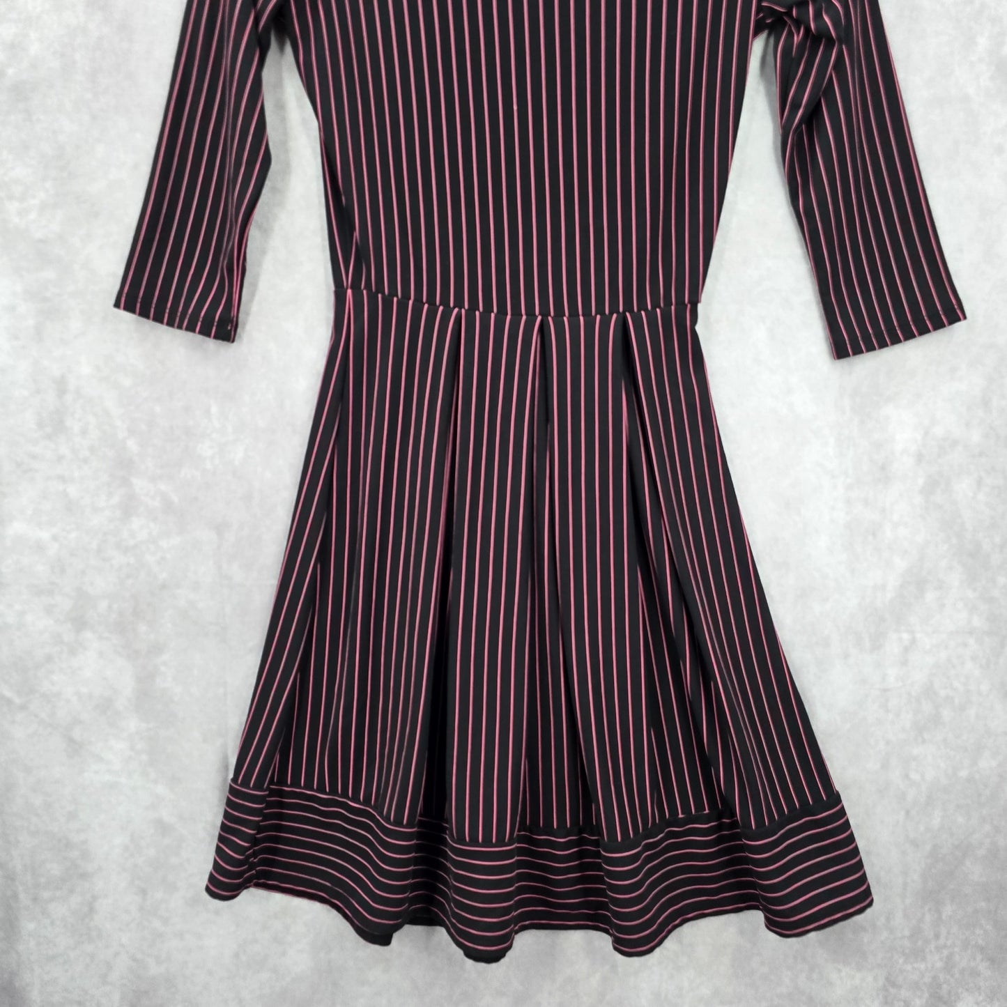 Pretty Young Thing Black Pink Stripe Flare Y2K Vintage Knee Length Dress Small