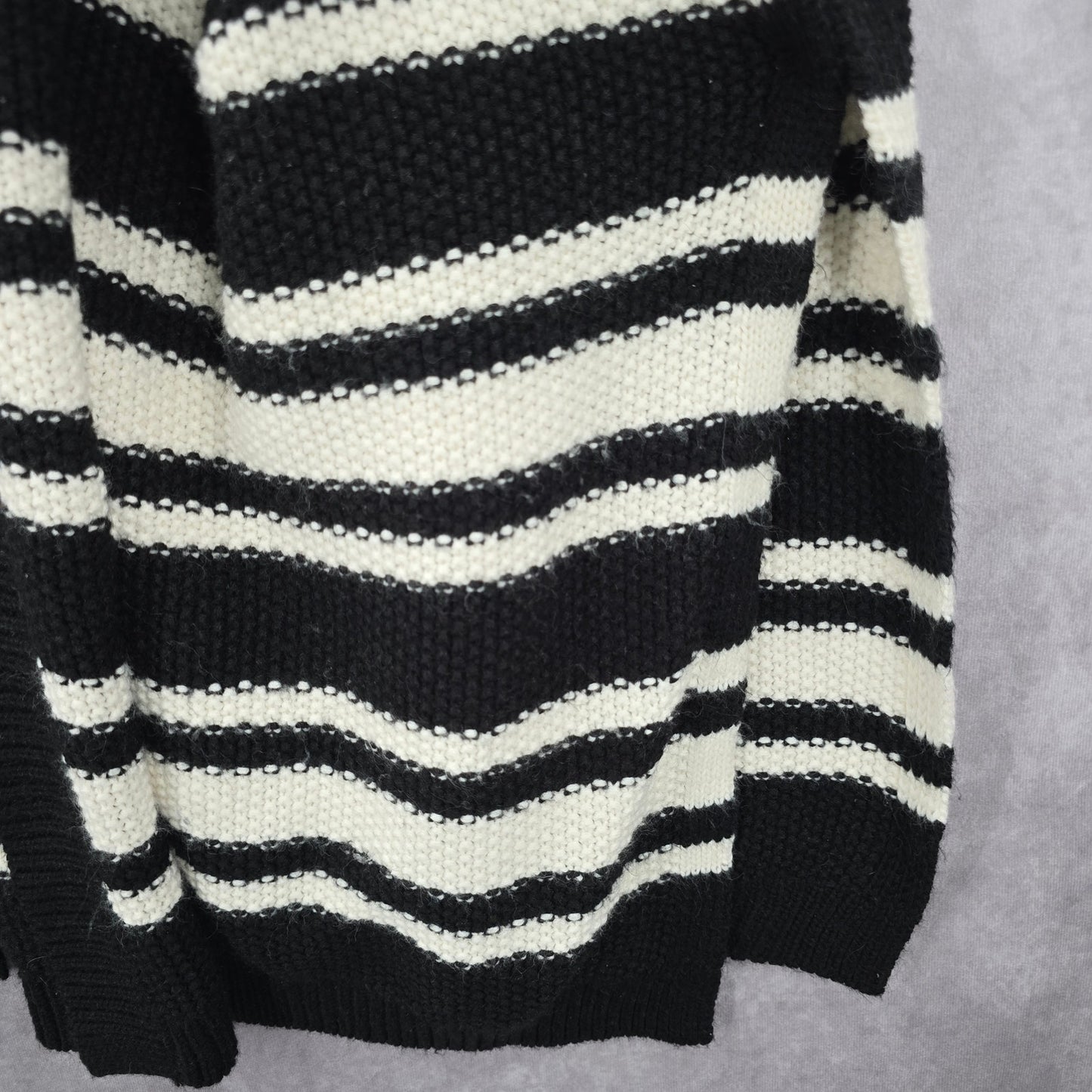 Forever 21 Black White Stripes Knit Cardigan Wide Poncho Cape Sweater One Size