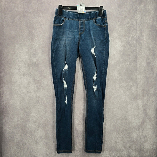 157. Jvini Fashion Blue Pullon Elastic Waist Denim Pants Skinny Jeans Small