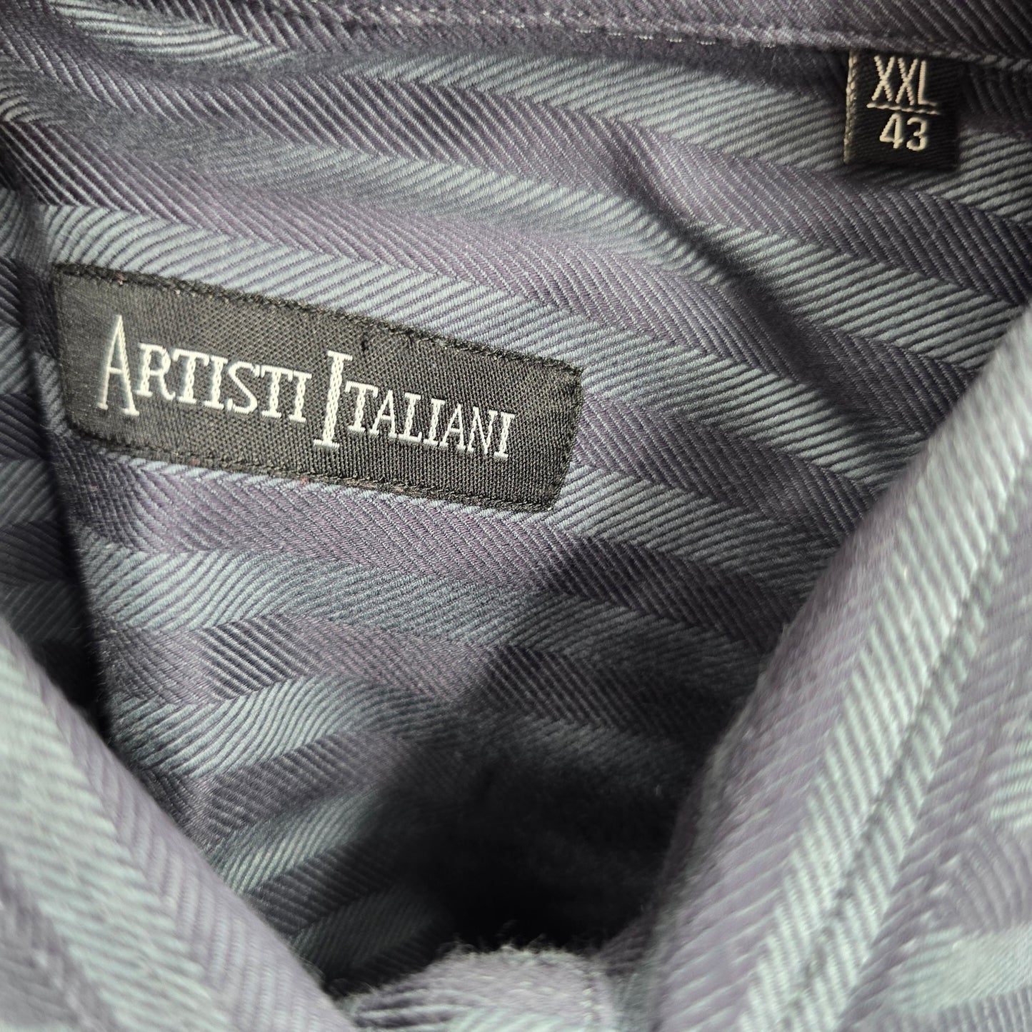 Artisti Italiani Grey Stipe Mens Work Cotton Button Down Dress Shirt XXL