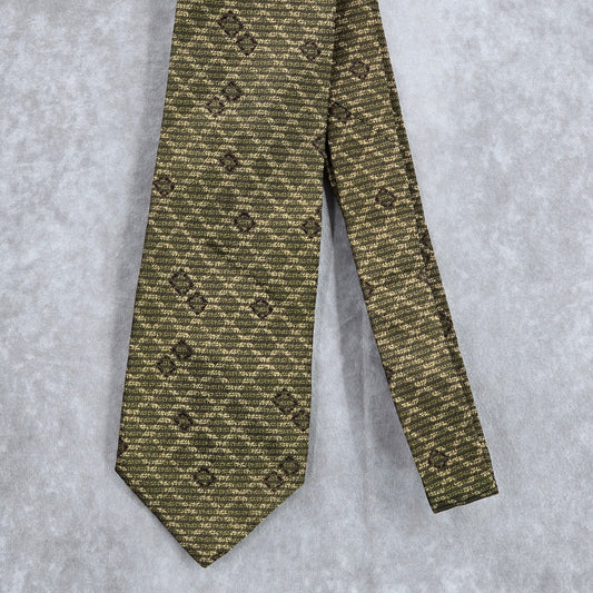 Joseph Abboud Brown Gold Plaid Geometric Executive Stripe Italy Men's Neck Tie
