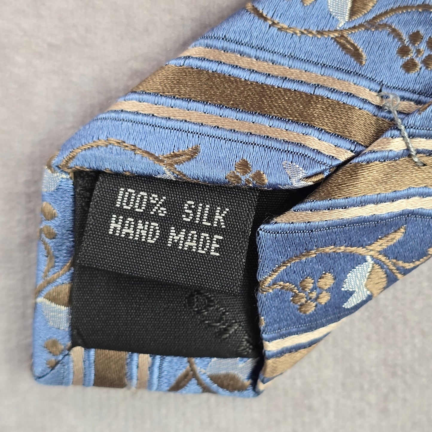 Karako Collection Blue Stripe Floral Executive Geometric Silk Neck Tie Men's
