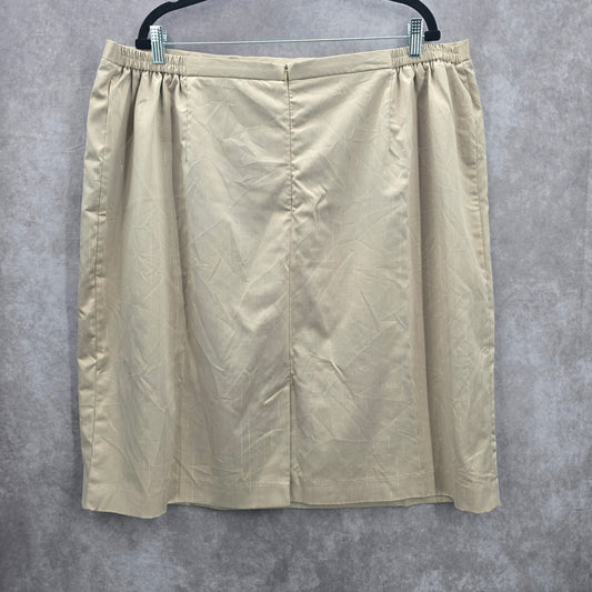 Tan Silver Stripe Knee Length Pencil Zip Slit Stretch Skirt Plus Size 24W