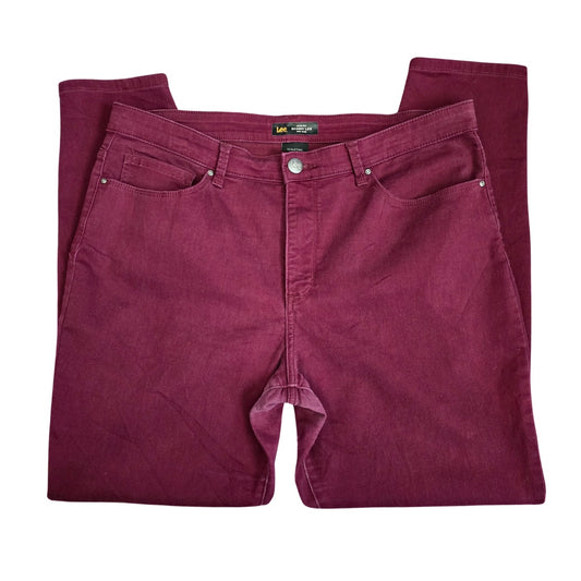 Lee Slim Fit Skinny Leg Mid Rise Sculpting Red Jeans Pants Bottoms Size 12/36